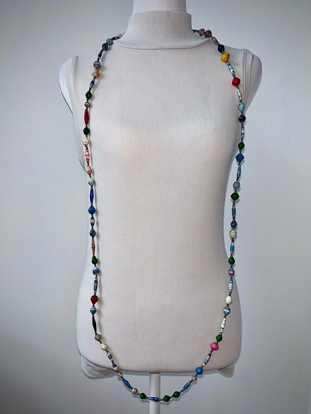 Handmade African Paper Bead Free Trade Necklace - Picture 8 of 10